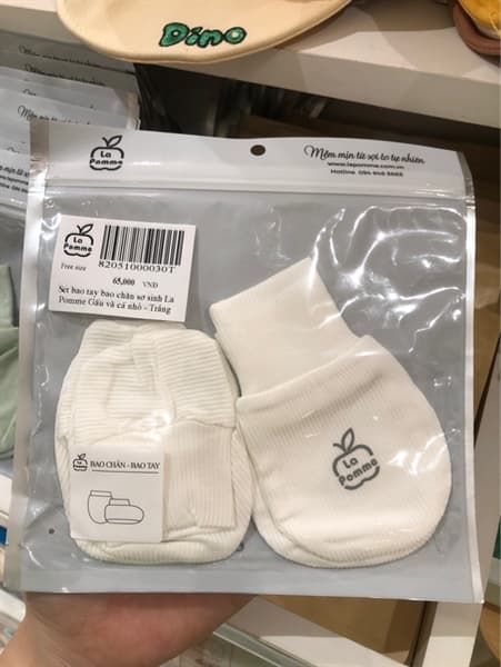 Set bao tay bao chân sơ sinh La Pomme Gấu và cá nhỏ - Trắng
