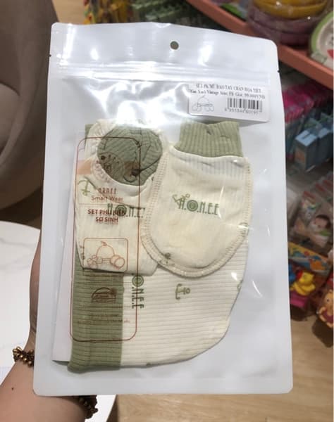 Set PK Mũ Bao Tay Chân Họa Tiết Xanh Vintage