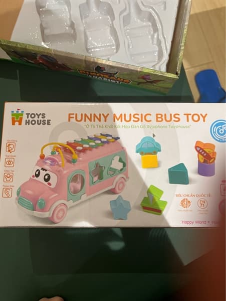 Đồ chơi ô tô thả khối kết hợp đàn gõ Xylophone ToysHouse hồng 0222-TH-HE8036-P