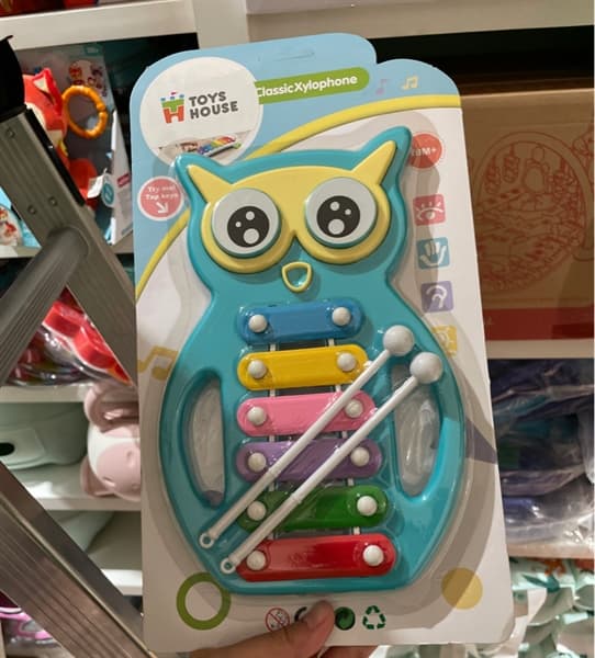 Đàn gõ Xylophone hình cú mèo đáng yêu ToysHouse C601-2, màu xanh