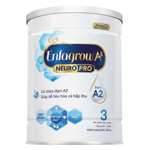 Sữa bột Enfagrow Neuro Pro A2 số 3 800g (1-6y) trắng