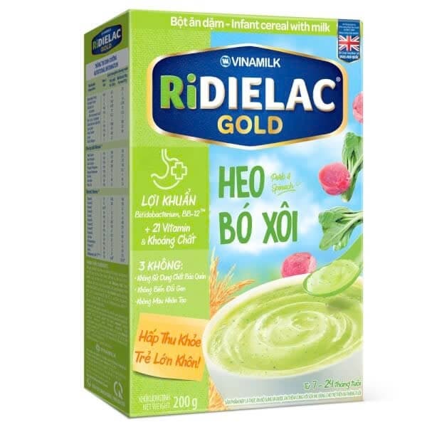 Bột Ăn Dặm Ridielac Gold Heo bó xôi 200g