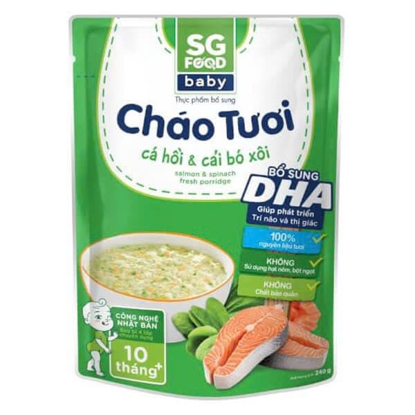 Cháo tươi Baby SGF cá hồi cải bó xôi 240g (7m+)
