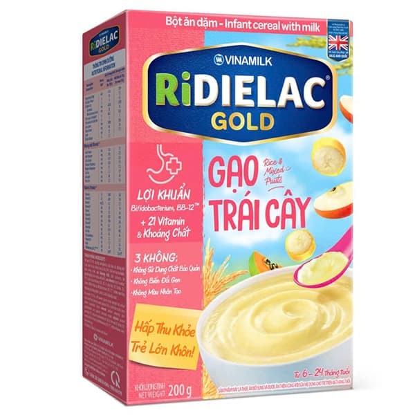Bột Ăn Dặm Ridielac Gold gạo trái cây 200g