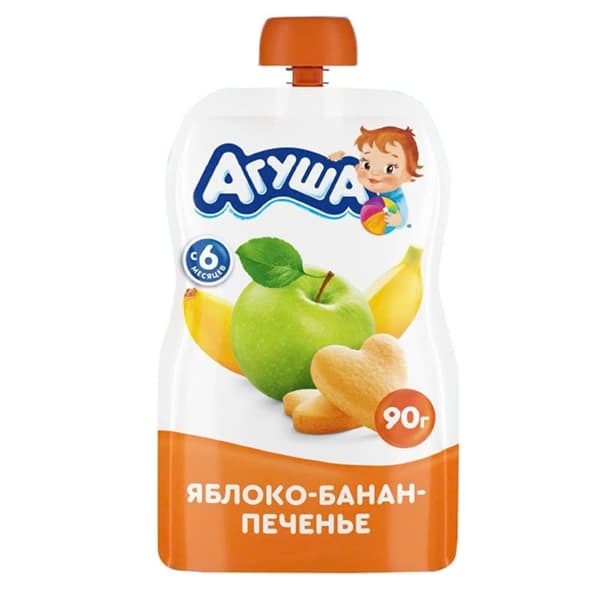 Trái cây nghiền táo , chuối , bánh quy Agusha 6m+ 90g