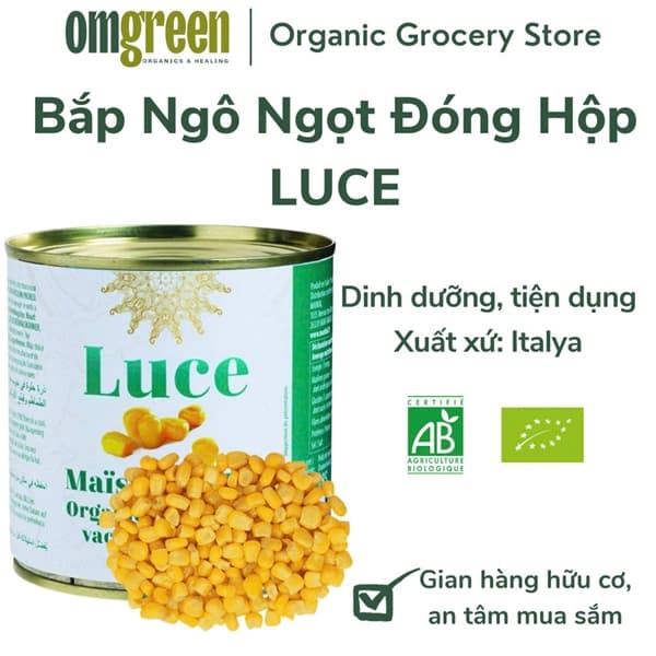 Bắp ngô ngọt hữu cơ đóng hộp LUCE 340g