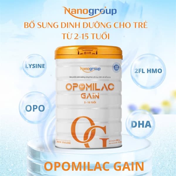 Sữa Bột Opomilac Gain lon 800g (2-15y)