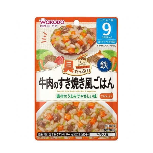 Cháo gói Wakodo - Cơm Sukiyaki thịt bò & rau củ 7m