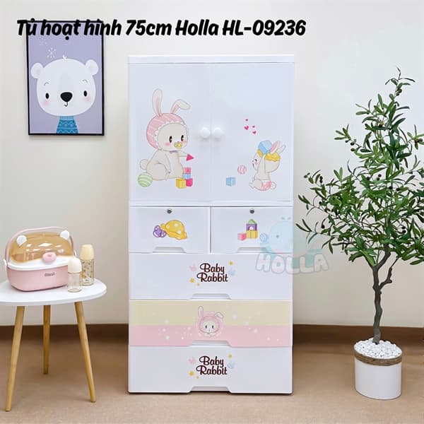 Tủ Holla hoạt hình 75cm Hồng Hl- 09236