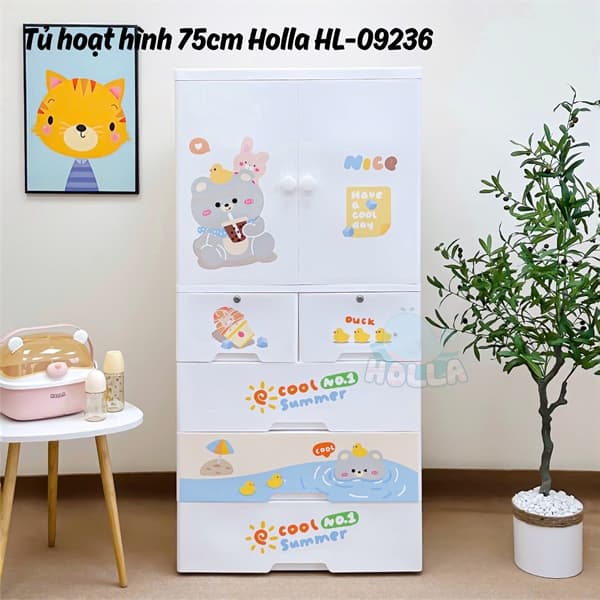Tủ Holla hoạt hình 75cm Xanh Hl- 09236