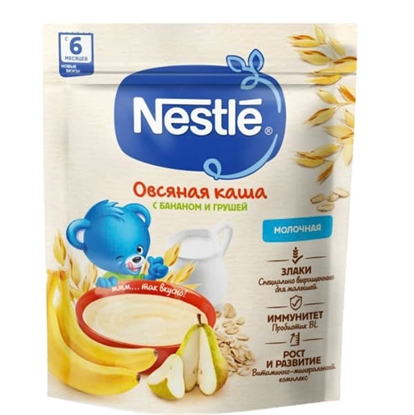 Bột ăn dặm Nestle Nga vị chuối lê 6m+ 200g