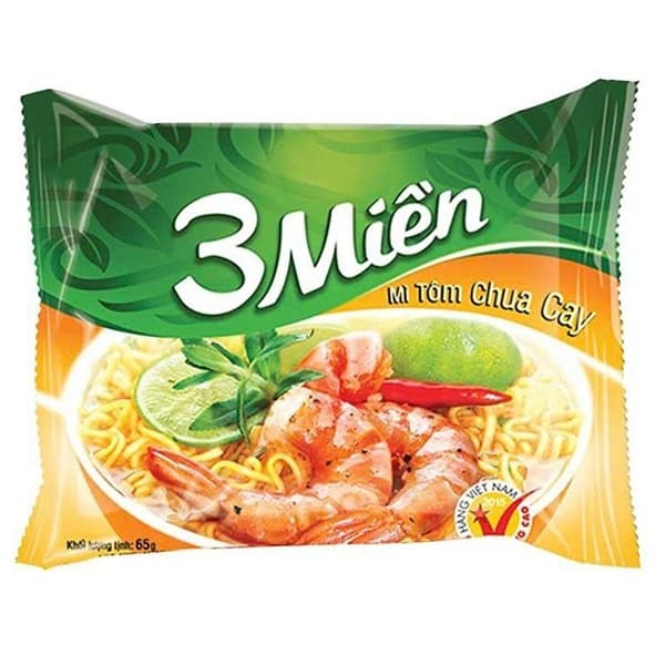 Mì gói Ba Miền tôm chua cay (x2 tôm) (30G/T)