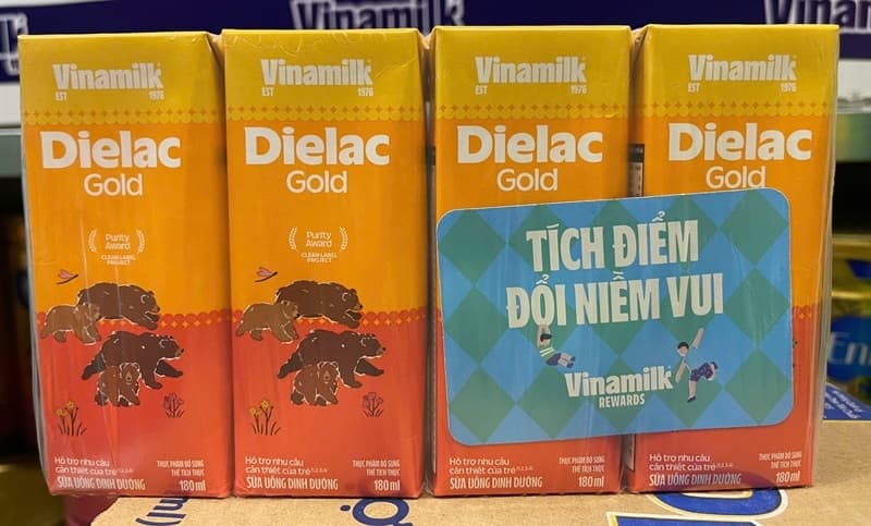 Sữa nước Vinamilk Dielac Gold 180ml Vàng (12L/1T)