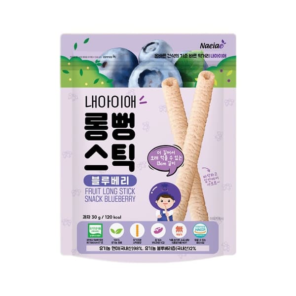 Bánh gạo lứt hữu cơ hình que cho bé vị Việt Quất Naeiae 30g