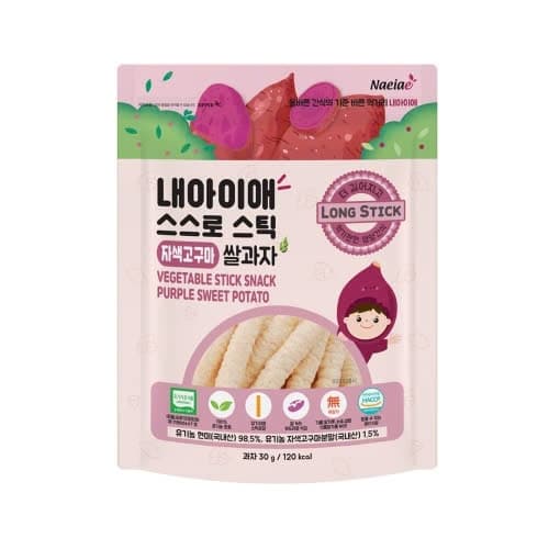 Bánh gạo lứt hữu cơ hình que cho bé vị Khoai Lang Tím Naeiae 30g