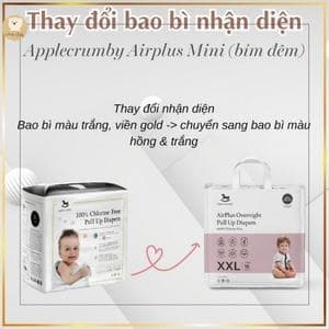 Bỉm tã dán đêm Applecrumby Airplus Overnight Mini Tape size NB - 20 miếng (dưới 4kg)