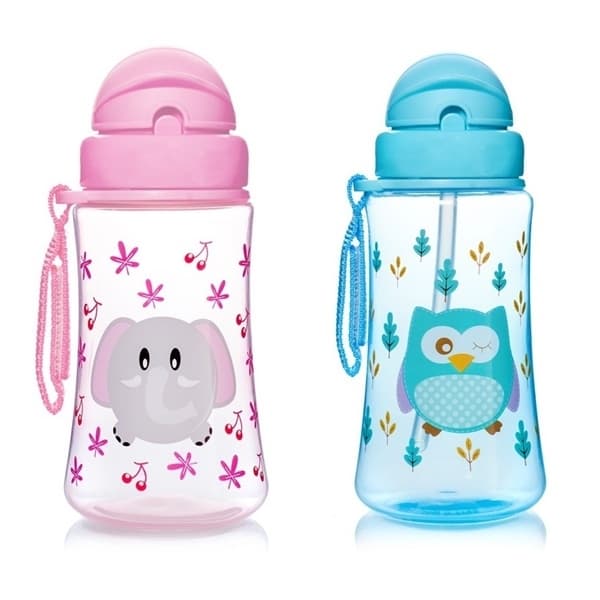 BÌNH UỐNG NƯỚC CÓ ỐNG HÚT UPASS 300ML XANH/HỒNG - UP0090N