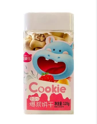 Bánh Quy Popping Hà Mã 120g - Vị Dâu