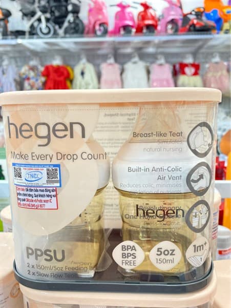 Bình sữa Hegen PPSU 150ml núm ti size S dành cho bé 0-3 tháng tuổi (Sét 2 Bình)