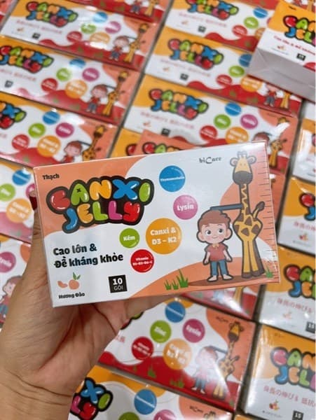 THẠCH CANXI BICARE JELLY ĂN NGON CAO LỚN TĂNG ĐỀ KHÁNG 10 GÓI VỊ ĐÀO