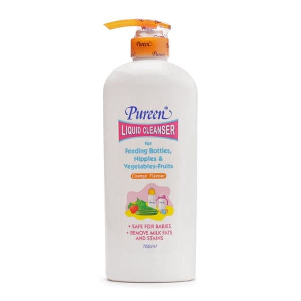 Nước rửa bình sữa, núm ty, rau quả hương cam Pureen 750ml
