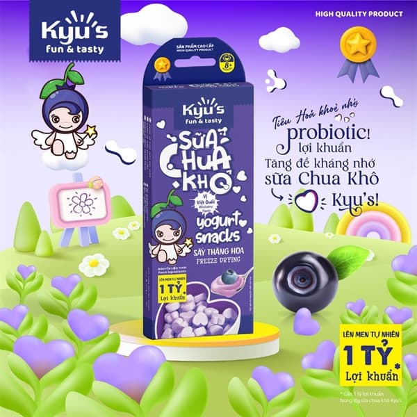 Sữa chua khô sấy thăng hoa 7g - Việt quất (10 hộp/lốc)