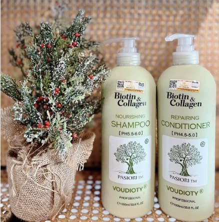 CẶP DẦU GỘI XẢ BIOTIN COLLAGEN XANH LÁ 1000ML