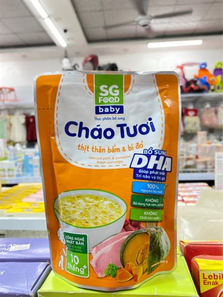 Cháo tươi Baby SGF thịt thăn bằm, bí đỏ 240g (7m+)