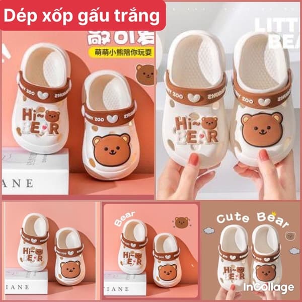 Dép xốp gấu màu Trắng