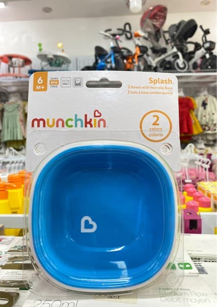 Bộ 2 bát chống trượt Munchkin (xanh lá - xanh lơ)
