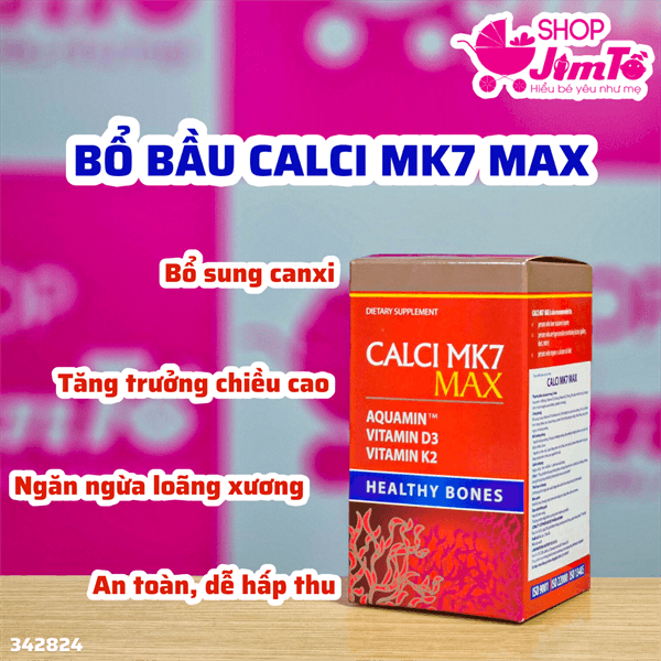 VIÊN UỐNG BỔ BẦU,, NGƯỜI CAO TUỔI, THIẾU NIÊN ĐANG PHÁT TRIỂN CALCI MK7 MAX 60 VIÊN