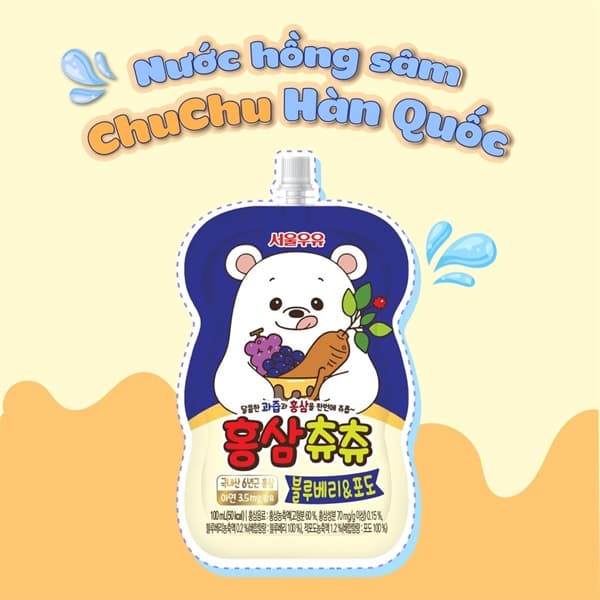Nước hồng sâm Chu Chu - nho việt quất ( xanh)