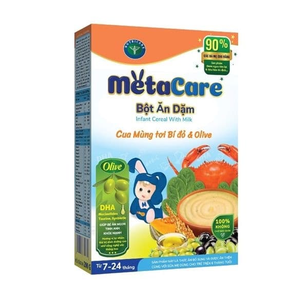 Bột ăn dặm Metacare Cua Mùng Tơi Bí Đỏ & Olive