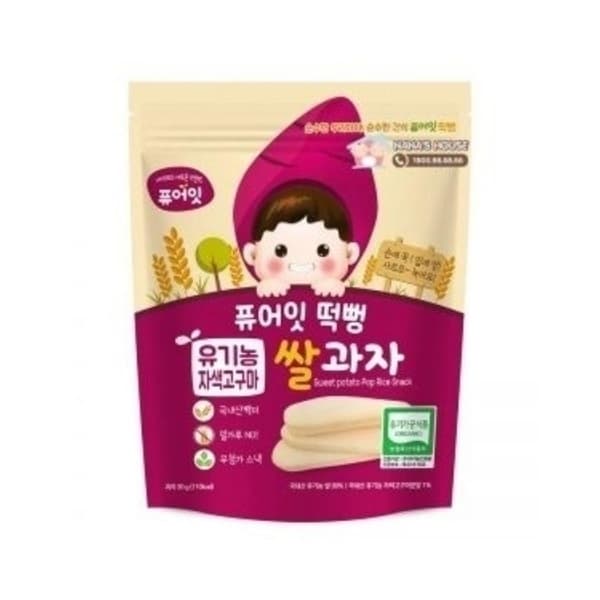 NAEBRO BÁNH GẠO LỨT HỮU CƠ PURE EAT VỊ KHOAI LANG TÍM DẠNG THANH 30G CHO BÉ 6M+