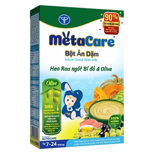 Bột ăn dặm Metacare Heo Rau Ngót Bí Đỏ & Olive