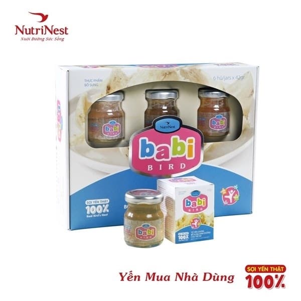 Hộp 6 Hũ BABI BIRD Nước Yến Sào Cho Trẻ Em Sợi Yến Thật 100% (6L/T)