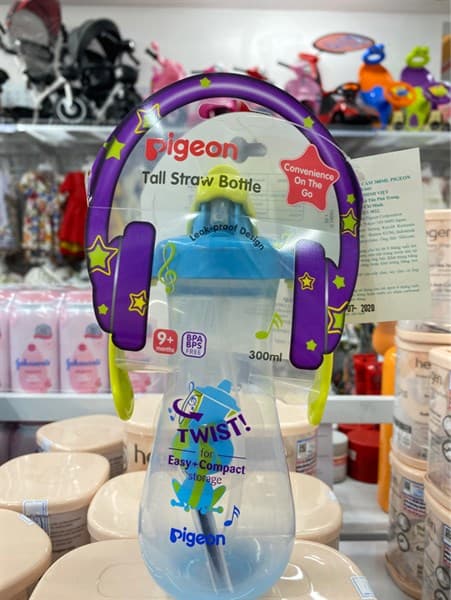Bình uống nước tay cầm 300ml - xanh dương