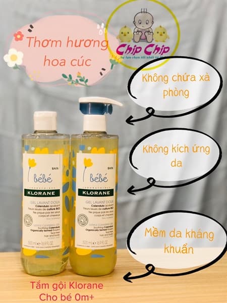Sữa tắm gội Klorane có vòi 500ml (Lẻ)