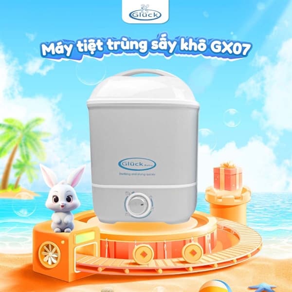 GLUCK Máy tiệt trùng bình sữa sấy khô 6 bình - GX07 màu xám