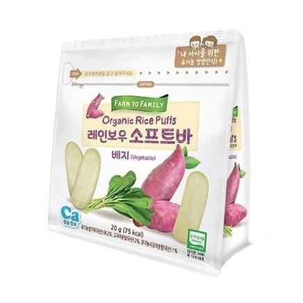 BÁNH GẠO FARM TO FAMILY HÀN QUỐC BỔ SUNG CANXI VỊ KHOAI LANG, RAU BINA DẠNG THANH 20G