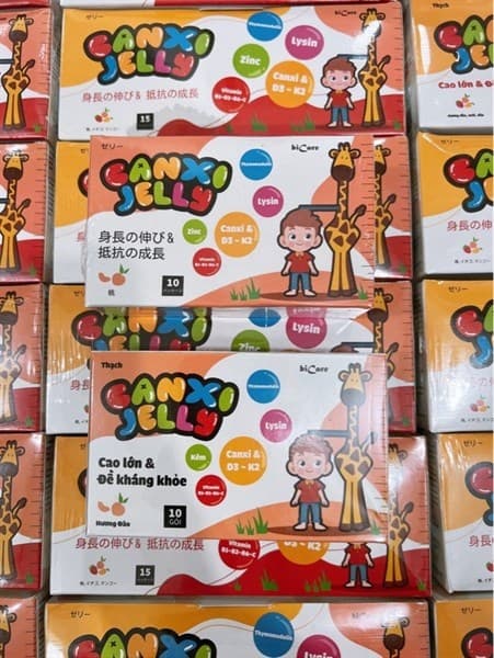THẠCH CANXI BICARE JELLY ĂN NGON CAO LỚN TĂNG ĐỀ KHÁNG 10 GÓI VỊ XOÀI