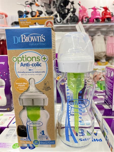 Bình sữa tùy chọn cổ rộng thủy tinh 270ml Dr Brown's