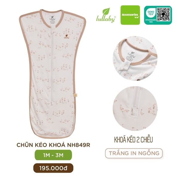 Chũn kéo khóa NH849R - Trắng in ngỗng - 3M