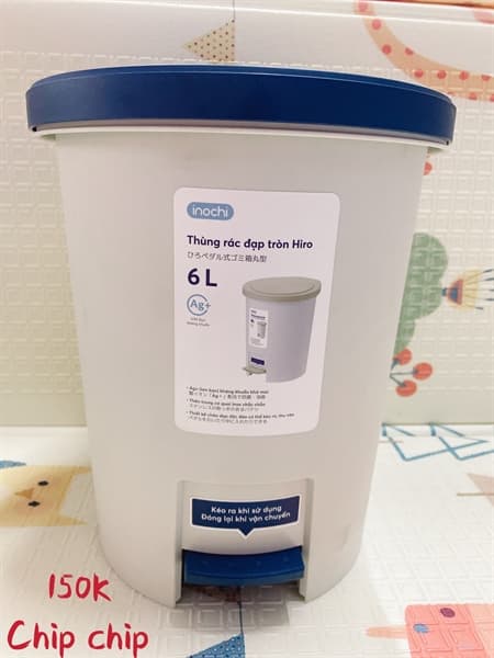 Thùng rác đạp tròn Hiro 6L - Xanh nhật