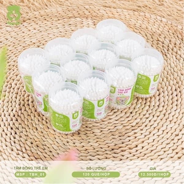 TĂM BÔNG TRẺ EM MIPBI 120 QUE /1 HỘP