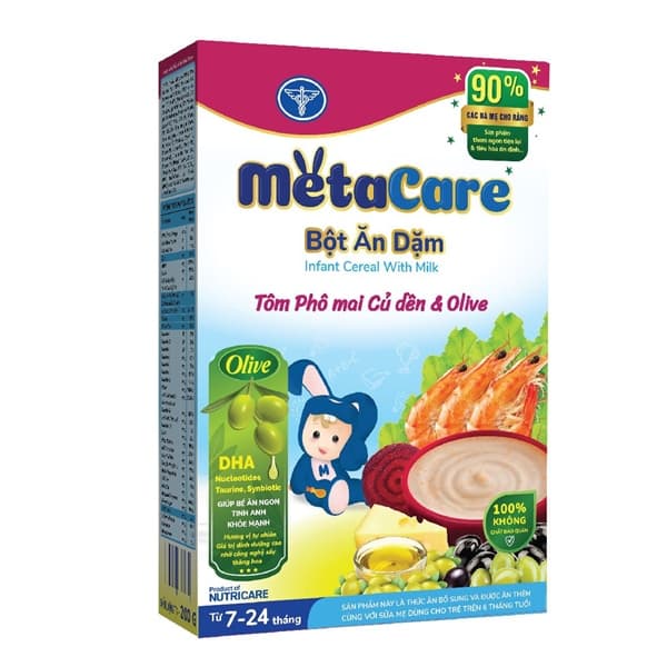 Bột ăn dặm Metacare Tôm Phô Mai Củ Dền & Olive