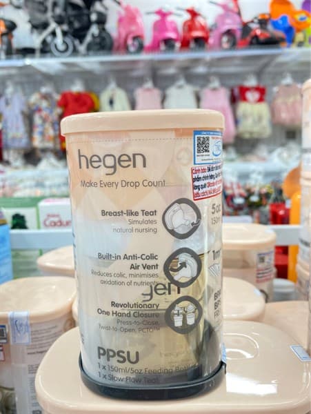 Bình sữa Hegen PPSU 150ml núm ti size S dành cho bé 1-3 tháng tuổi