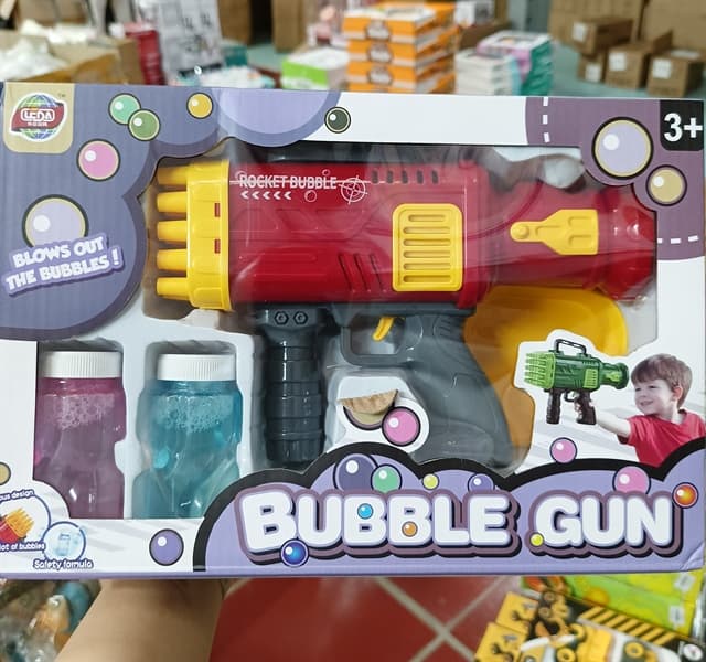 LD0024 HỘP X_ XÀ BÔNG PIN 25 TIA+ 2 BÌNH ĐỦ MÀU (XANH DƯƠNG, ĐỎ, XANH LÁ) BUBBLE GUN LD-0024