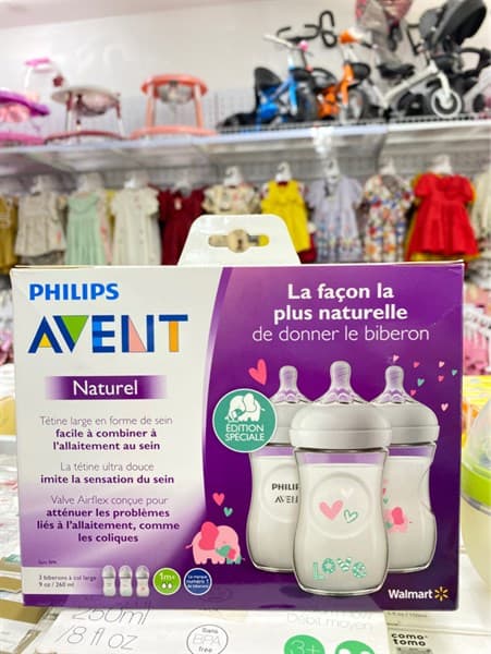 Bình Sữa Avent Mỹ- 260ml- Họa Tiết (Set 3 bình)
