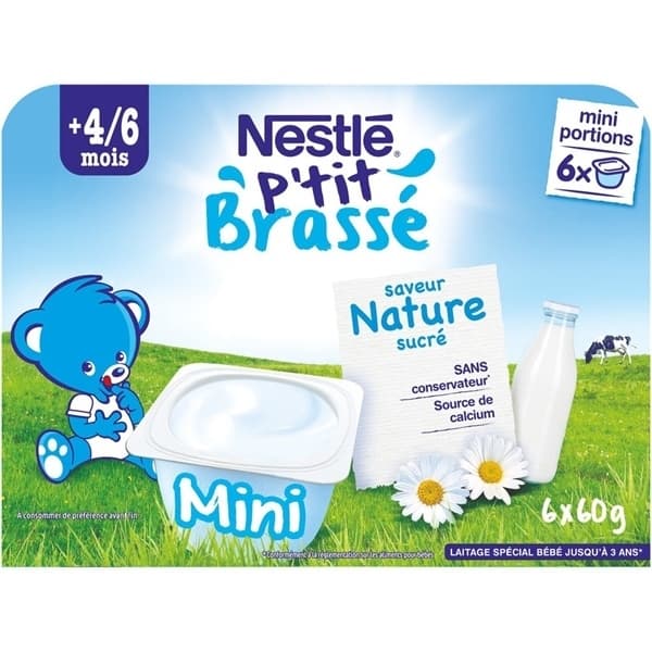 SỮA CHUA NESTLE PTIT BRASSE VỊ TỰ NHIÊN 6X60G (8l/k)